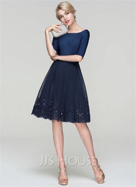 A Lineprincess Scoop Neck Knee Length Tulle Cocktail Dress With Sequins 016094366 Cocktail