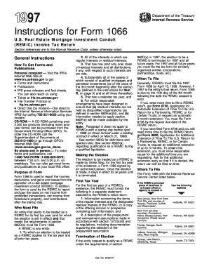 Fillable Online Irs 1997 Instructions For 1066 Instructions For Form