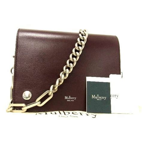 Mulberry 極美品 Mulberry マルベリー レザー チェーン ショルダーバッグ 肩掛けかばん レディース ブラウン系