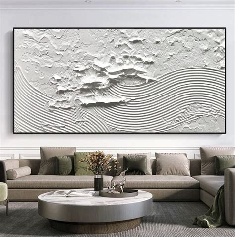 Grande Pittura Astratta Minimalista White Wall Art White D Etsy