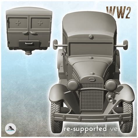 3d Printable Gaz 55 Medical Truck Ww2 Ussr Russia Flames Of War Bolt