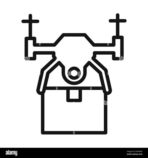 Drone Delivery Icon Black Line Art Vector In Black And White Outline