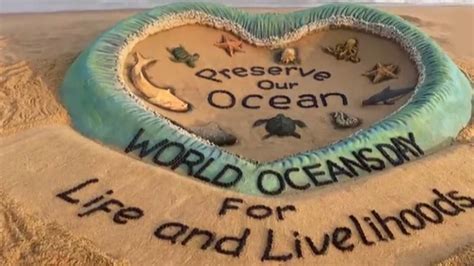 World Ocean Day Sudarsan Pattnaik Makes Sand Art At Puri Beach