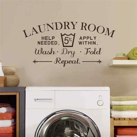 Laundry Room Wall Decal Wash Dry Fold Wall Stickers Laundry Room Decor