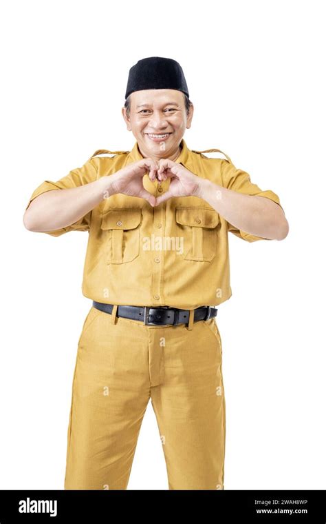 Civil Servant Man Standing With Hand Gesture Isolated Over A White