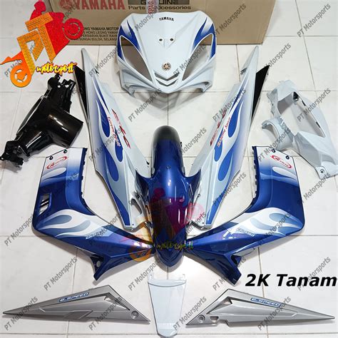 Yamaha Lc V Cover Set White Blue Biru Api Oem Dan Hly Original