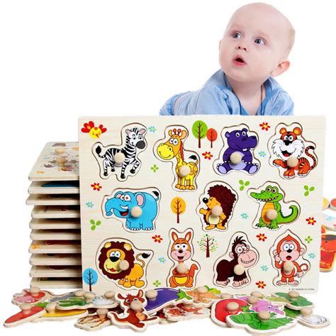 Newborn Baby 3D Wooden Puzzle Infant Baby Early Educational Puzzle Toys for Children juegos ...