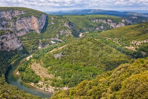 River Bend Of The Ardèche Near Vallon Pont Darc Stock Image Colourbox