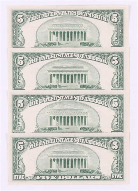 Lot Of 4 1950 B 5 Five Dollars Federal Reserve Bank Note Bills With