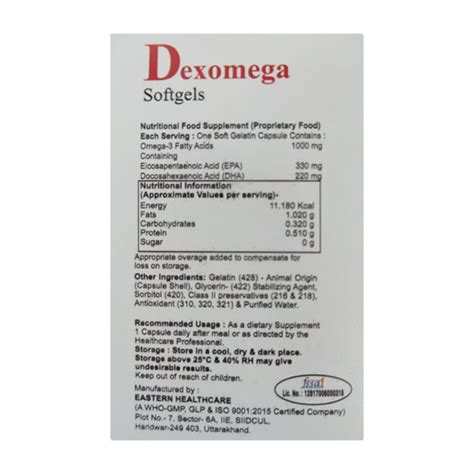 Buy Dexomega Soft Gelatin Capsule 30 S Online At Upto 25 Off Netmeds