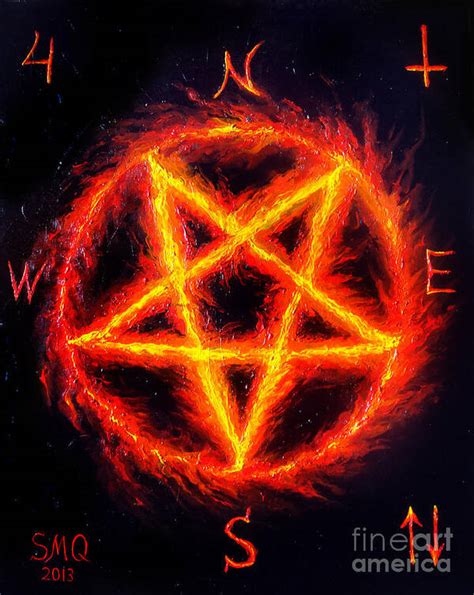 Satanic Fire Pentagram Hail 666 Art Print By Sofia Metal Queen