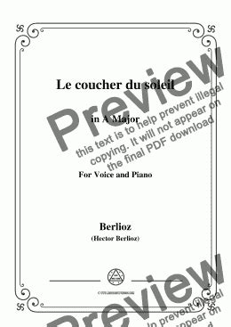 Berlioz Le Coucher Du Soleil In A Major For Voice And Piano Buy Pdf