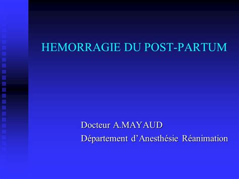 Hemorragie Du Post Partum Pdf Etude Az