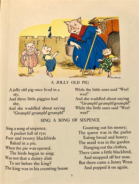 Vintage Mother Goose Rhymes copyright 1957 by Watty Piper, Illustrated ...