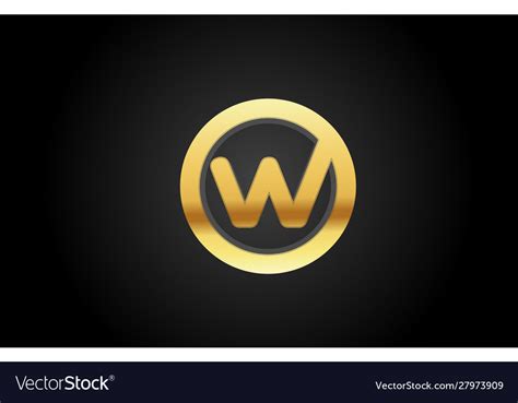 Gold Golden Metal W Alphabet Letter Logo Design Vector Image