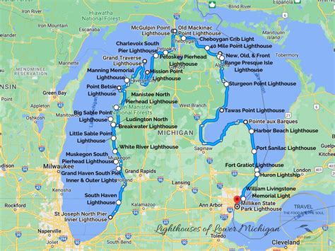 Michigan Lower Peninsula Lighthouse Map | Travel The Food For The Soul