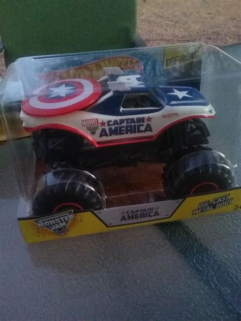 Monster Jam Large Hot Wheels Captain America Truck Marvel Mip Avengers