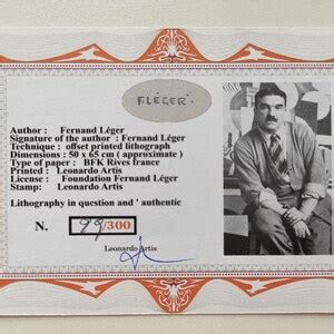 Fernand Léger Mechanical Elements Certificate cubism Wall Etsy