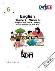 English Q Module Pdf English Quarter Module Purpose