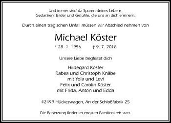 Alle Traueranzeigen F R Michael K Ster Trauer Rp Online De