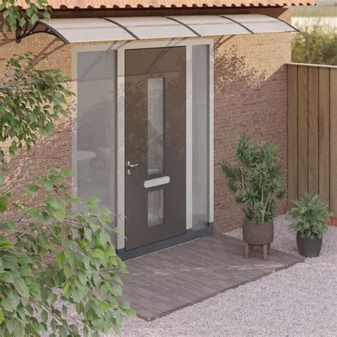 Drfeify Auvent De Porte Noir Et Transparent 350x80 Cm Polycarbonate