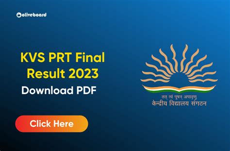 Kvs Prt Final Result Out Result Pdf Link