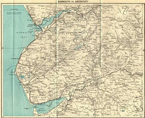 wales barmouth  aberdovey gwynedd   antique vintage map printed maps  wales