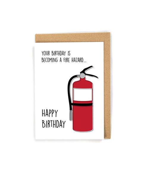 Fire Extinguisher Birthday Card Fireman Birthday Card Old Person