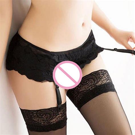 Taiaojing Womens Cotton Thong Lace Perspective Thigh Highs Garter Belt Suspender Bk Underwear