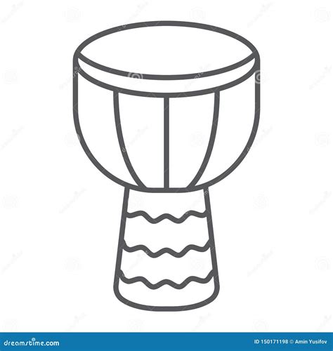 Djembe Thin Line Icon Music And Instrument Drum Sign Vector Graphics