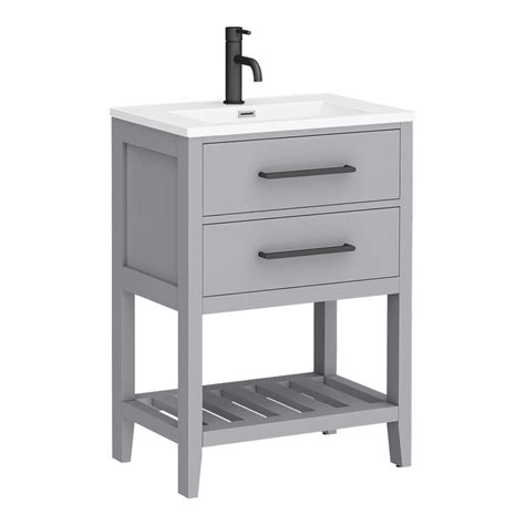 Montrose 610mm Dove Grey Vanity Unit With Matt Black Handles And