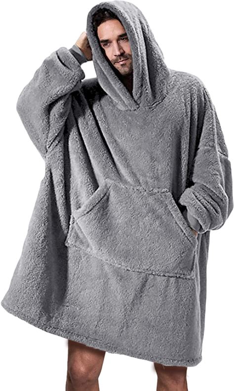 Runcati Mens Womens Wearable Blanket Sweatshirt Fuzzy Sherpa Oversized