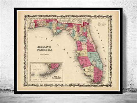 Old Map Of Florida 1860 Vintage Maps And Prints