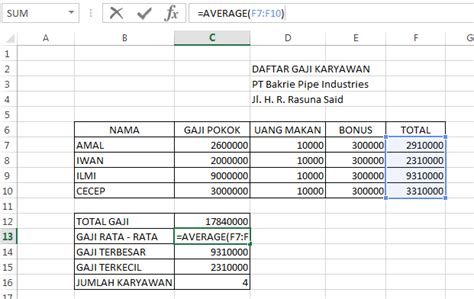 Tutorial Penggunaan Microsoft Excel Cara Menggunakan Rumus Microsoft