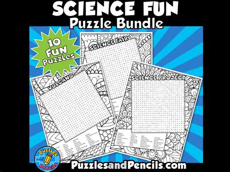 Science Fun Word Search Puzzle Activity Pages With Colouring BUNDLE