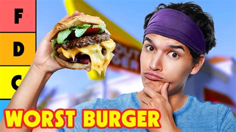 Ranking The Worst Burgers In America Youtube