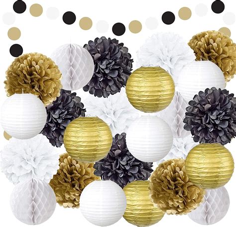 Epiqueone Piece Party Decoration Kit Black Gold White Hanging