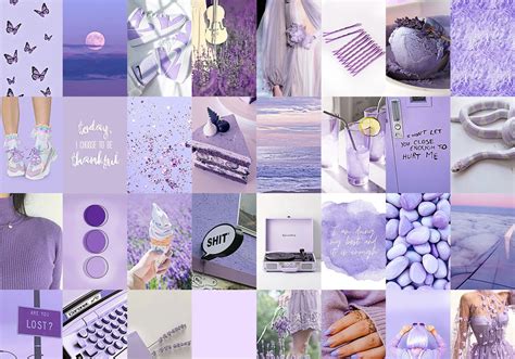 Lavender Wall Collage Kit Soft Purple Aesthetic Collage Kit Etsy