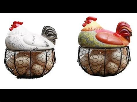 Ceramic Egg Holder Chicken Wire Egg Basket YouTube