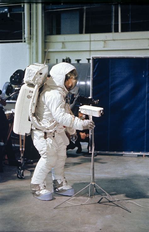 Astronaut Neil A Armstrong Wearing An Extravehicular Mobility Unit