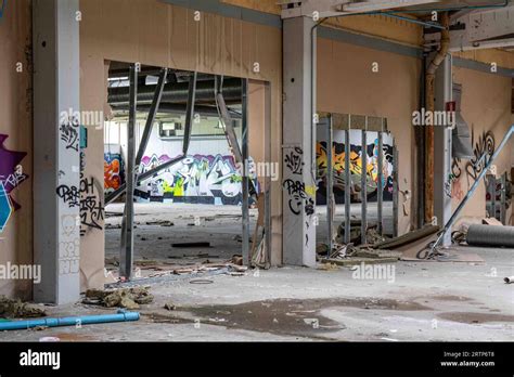 Abandoned and vandalized industrial building in Paimio, Finland Stock ...