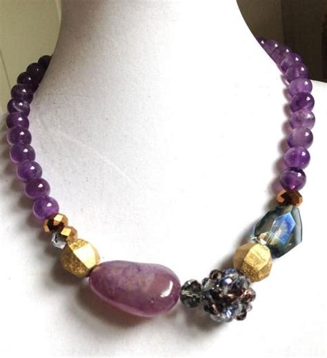 Chunky Bold Statement Purple Necklace Amethyst Bold Chunky Etsy