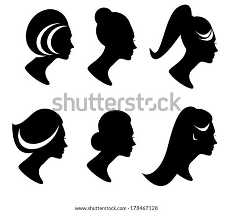 Collection Female Hair Style Icons Stock Vector Royalty Free