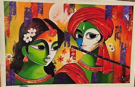 Without Frame Glass Radha Krishna Modern Art Paintings Size 3 4 5