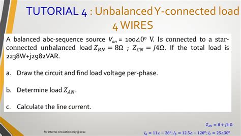 SOLVED TUTORIAL 4 Unbalanced Y Connected Load With 4 Wires A Balanced