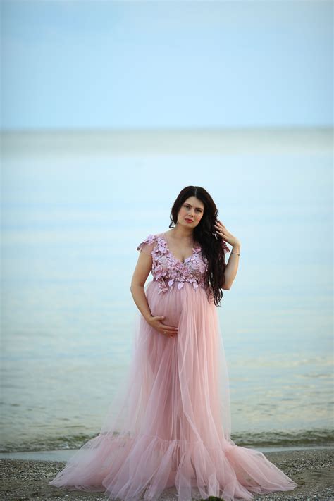 Open Front Blush Maternity Dress For Photo Shoot Pink Etsy