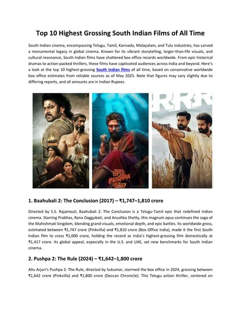 top  highest grossing south indian films   time powerpoint