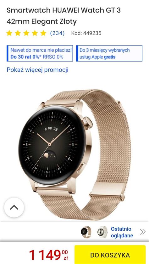 Smartwatch Huawei Watch Gt 3 42mm Elegant Złoty Kościerzyna • Olx Pl