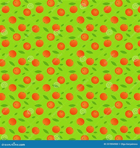 A Seamless Pattern With Tangerines And Leaves On Light Green Background