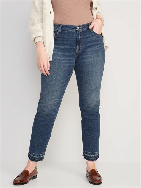 Mid Rise Boyfriend Straight Cut Off Jeans Old Navy